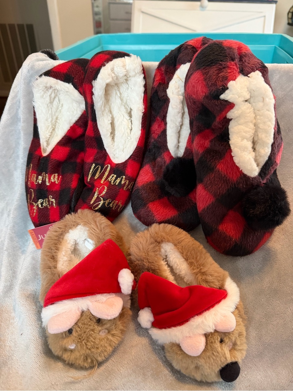 Women’s Red Buffalo Plaid Cozy Slip-On Slippers with Faux Fur Lining
